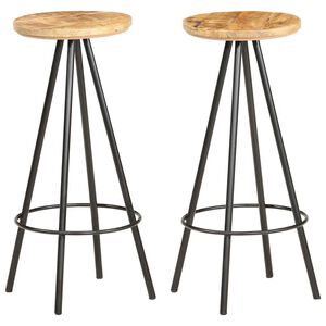vidaXL Bancos de bar 2 pcs madeira de mangueira &aacute;spera