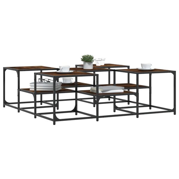 vidaXL Mesa de centro 121x121x40 cm derivados madeira carvalho fumado