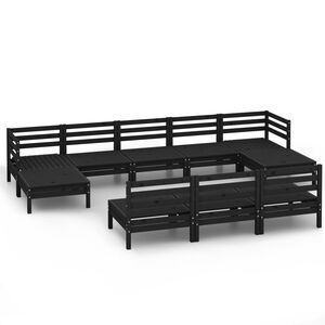 vidaXL 10 pcs conjunto lounge de jardim pinho maci&ccedil;o preto