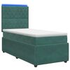 vidaXL Cama Box com LED e Colch&atilde;o Verde-Escuro 90 x 200 cm Veludo