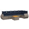 vidaXL Conjunto de sof&aacute; de jardim com 7 pe&ccedil;as e almofadas em rattan sint&eacute;tico cinza
