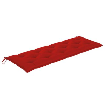 vidaXL Banco Batávia c/ almofadão vermelho 150 cm teca maciça