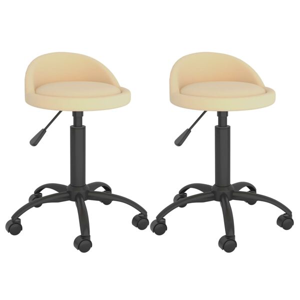 vidaXL Cadeiras de jantar girat&oacute;rias 2 pcs veludo cor creme