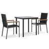 vidaXL 3 pcs conjunto de jantar para jardim textilene e a&ccedil;o preto