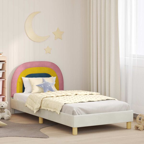 vidaXL Estrutura de Cama Infantil com Cabeceira Creme 90 x 190 cm
