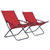 vidaXL Cadeiras de praia dobr&aacute;veis 2 pcs tecido vermelho