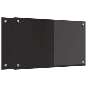 vidaXL Painel de cozinha 2 unid. Preto 70 x 40 cm vidro temperado
