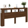 vidaXL Cabeceira com luzes LED derivados de madeira carvalho castanho