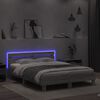 vidaXL Estrutura cama c/ cabeceira/luzes LED 140x190cm cinzento sonoma
