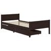 vidaXL Cama com 2 gavetas 100x200 cm pinho maci&ccedil;o castanho-escuro