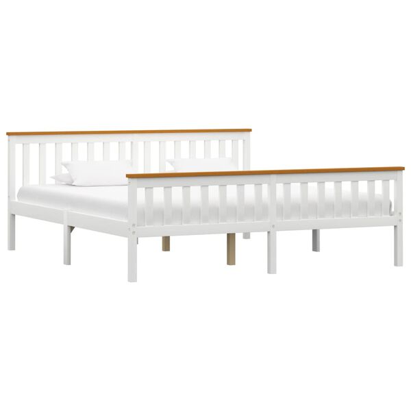 vidaXL Estrutura de cama com 4 gavetas 180x200 cm pinho maci&ccedil;o branco