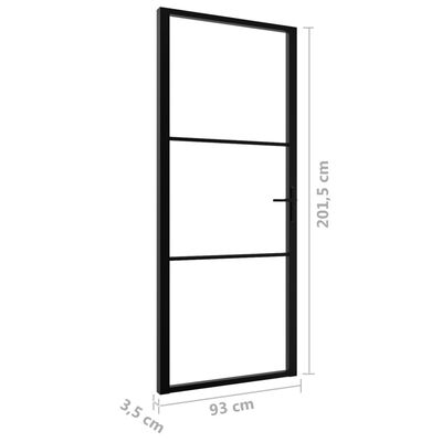 vidaXL Porta de interior em vidro ESG e alumínio 93x201,5 cm preto