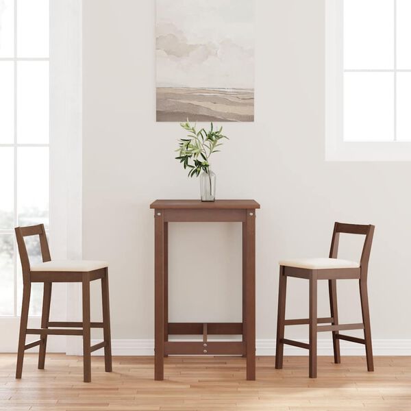 vidaXL Bancos de bar com almofad&otilde;es 2pcs madeira de seringueira maci&ccedil;a