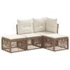 vidaXL Conjunto de Sof&aacute; de Jardim 4 pcs Bege vime PE