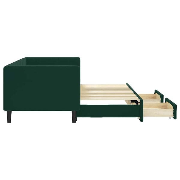 vidaXL Sof&aacute;-cama c/ gavet&atilde;o e gavetas 80x200cm veludo verde-escuro