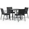 vidaXL 5 pcs conjunto de jantar p/ jardim c/ almofad&otilde;es vime PE e a&ccedil;o