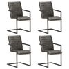 vidaXL Cadeiras de jantar cantilever 4 pcs couro genu&iacute;no cinzento