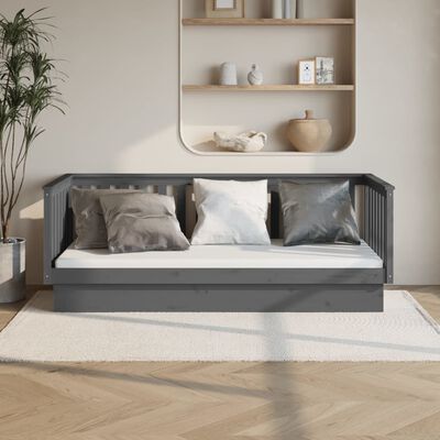 vidaXL Sofá-cama 100x200 cm madeira de pinho maciça cinzento