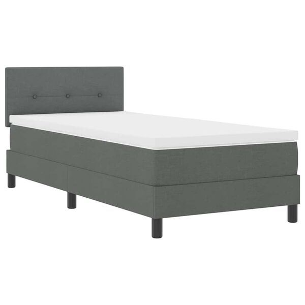 vidaXL Cama Box com colch&atilde;o Cinza Escuro 100 x 200 cm tecido