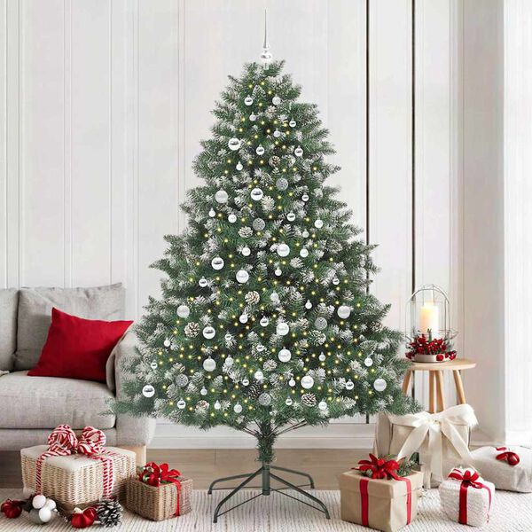 vidaXL &Aacute;rvore de Natal Artificial Verde 210 cm PVC, Pl&aacute;stico e A&ccedil;o