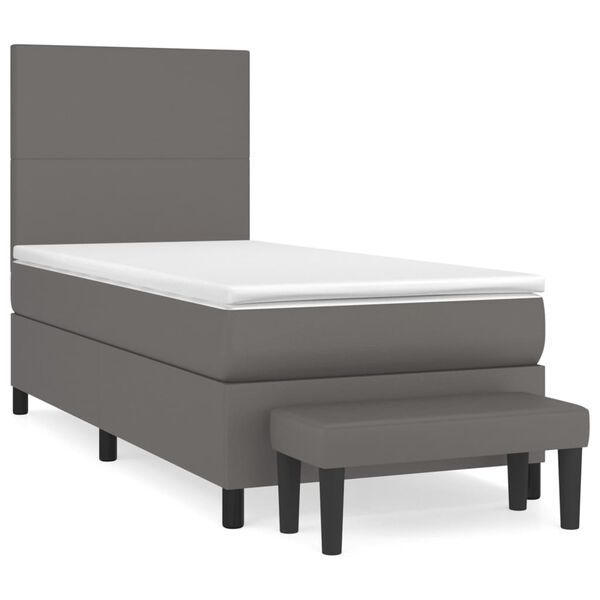 vidaXL Cama com molas/colchão 80x200 cm couro artificial cinza