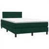 vidaXL Cama box spring c/ colch&atilde;o e LED 120x220 cm veludo verde-escuro