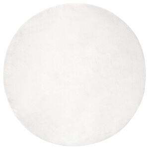 vidaXL Tapete de Pelo Sint&eacute;tico de Coelho Olite Branco &Oslash; 100 cm