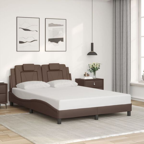 vidaXL Estrutura de cama Viana com LED sem colch&atilde;o 140x200cm castanho