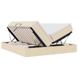 vidaXL Cama com arruma&ccedil;&atilde;o e colch&atilde;o Creme 180 x 200 cm Poli&eacute;ster