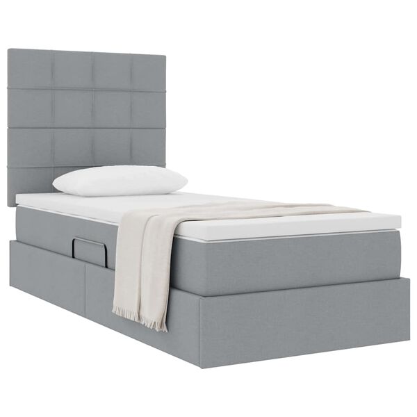 vidaXL Cama com arruma&ccedil;&atilde;o e colch&atilde;o Cinzento-claro 90 x 190 cm