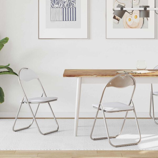 vidaXL Cadeira Dobr&aacute;vel 2 pcs Branco e Cinza 48 x 43,5 x 81 cm