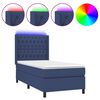 vidaXL Cama box spring c/ colch&atilde;o e LED 90x200 cm tecido azul