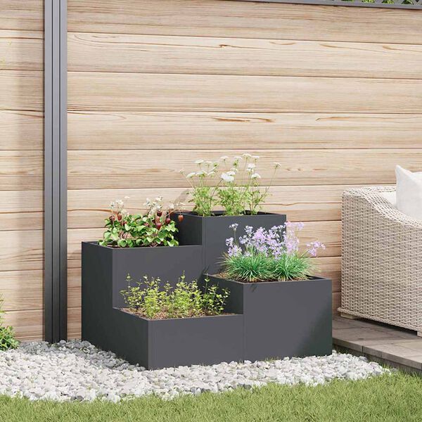 vidaXL Vaso de Jardim Antracite 100 x 100 x 60 cm A&ccedil;o
