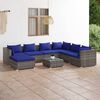 vidaXL 8 pcs conjunto lounge de jardim c/ almofad&otilde;es vime PE cinzento