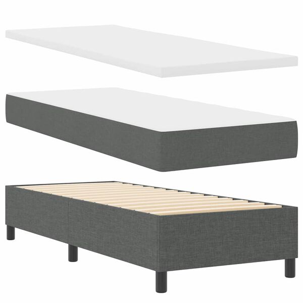 vidaXL Cama Box com cabeceira Cinza Escuro 80 x 200 cm tecido