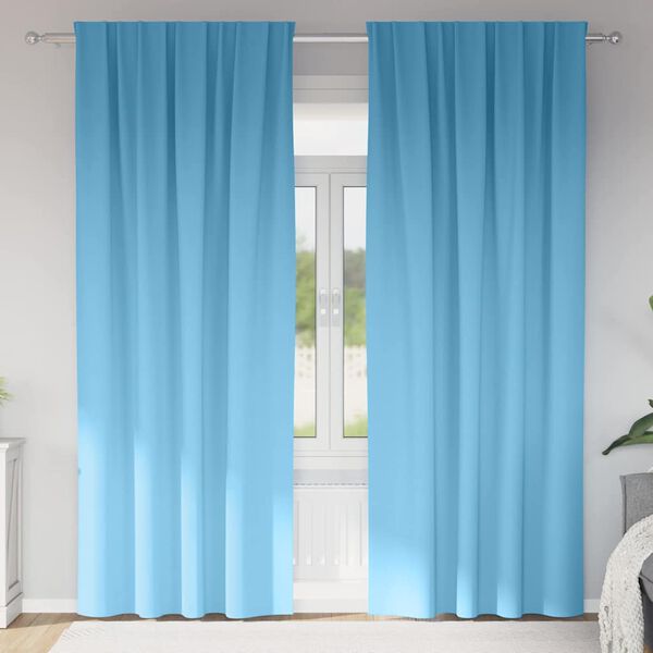 vidaXL Cortinas Blackout com Argolas 2 pcs Azul Claro 260 x 140 cm