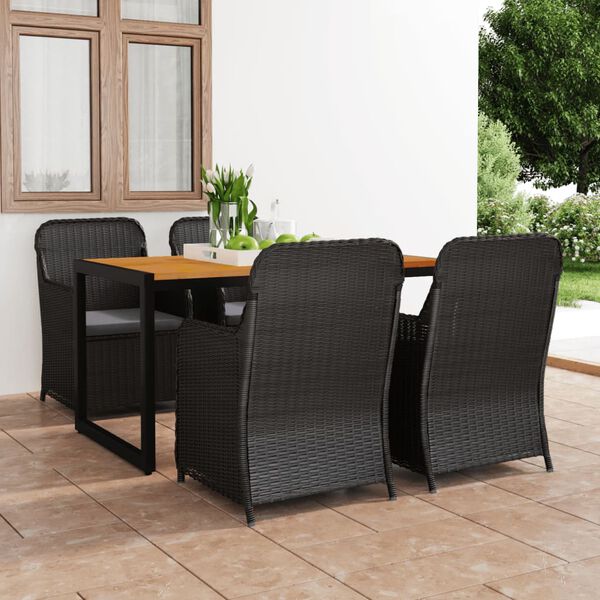vidaXL 5 pcs conjunto de jantar para jardim preto