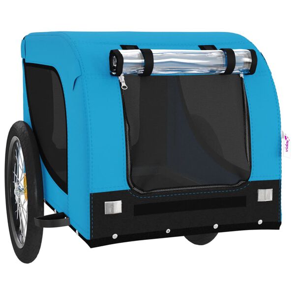 vidaXL Reboque de bicicleta p/ animais tecido oxford/ferro azul/preto