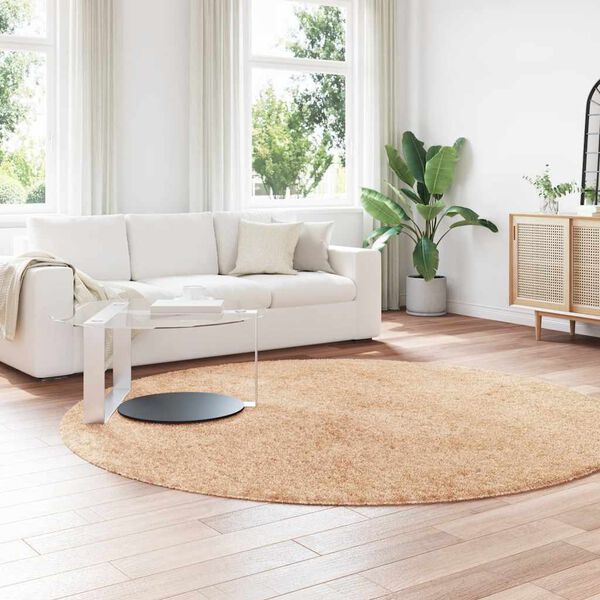 vidaXL Tapete shaggy de pelo alto NAVARRA 240x240 cm poli&eacute;ster bege