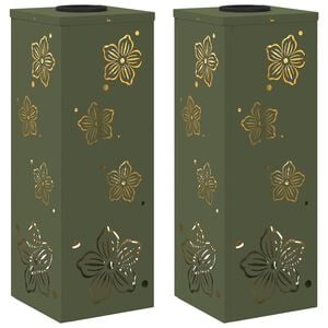 vidaXL Luz Solar LED de Caminho 2 pcs Verde Oliva A&ccedil;o Laminado a Frio