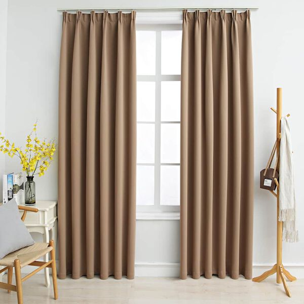 vidaXL Cortinas blackout c/ganchos 2pcs 140x225cm cinzento-acastanhado