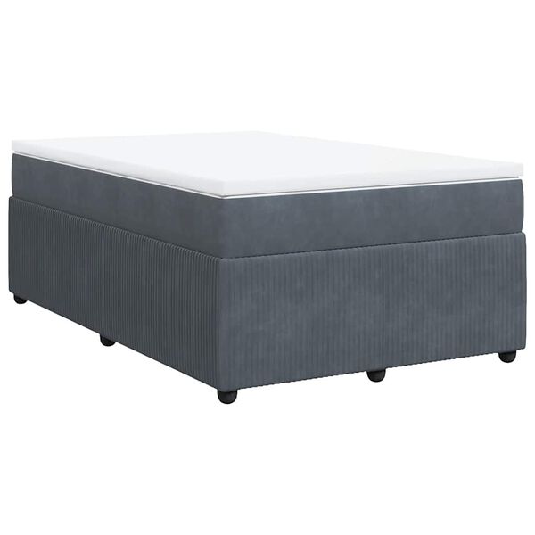 vidaXL Cama boxspring com colch&atilde;o 120x200 cm veludo cinzento-escuro