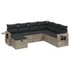 vidaXL 7 pcs conjunto sof&aacute;s p/ jardim c/ almofad&otilde;es vime PE cinzento