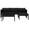 vidaXL 3 pcs conjunto lounge de jardim c/ almofad&otilde;es vime PE preto