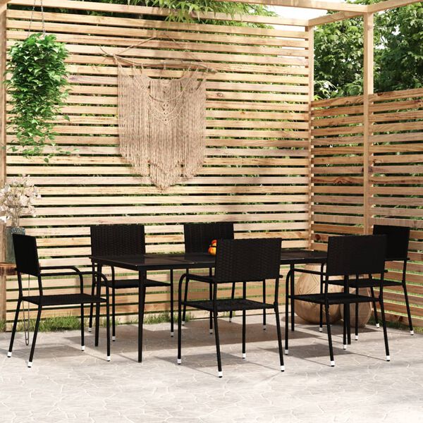 vidaXL 7 pcs conjunto de jantar para jardim preto