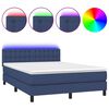 vidaXL Cama box spring c/ colch&atilde;o e LED 140x190 cm tecido azul