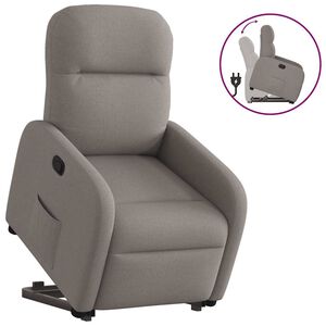 vidaXL Poltrona reclin&aacute;vel elevat&oacute;ria tecido cinzento-acastanhado