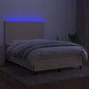 vidaXL Cama box spring c/ colch&atilde;o e LED 140x200 cm tecido cor creme