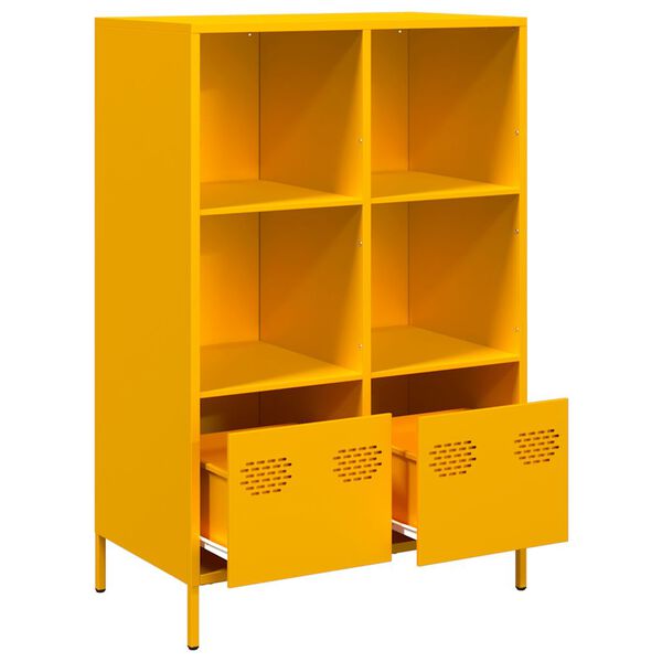 vidaXL Móvel alto 68x39x103,5 cm aço amarelo mostarda