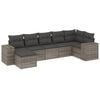vidaXL 7 pcs conjunto sof&aacute;s p/ jardim c/ almofad&otilde;es vime PE cinzento